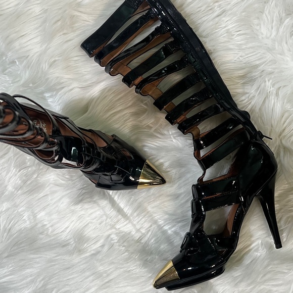 Rare [Jeffrey Campbell] Black < Don't Ask > Tall Cut Out Zip High Heel Boots | 6 - Picture 6 of 16